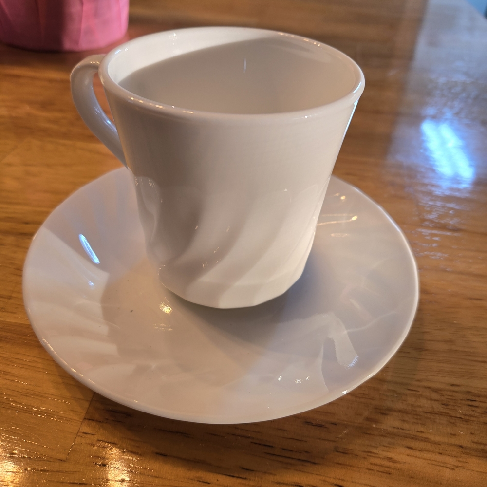 Corelle Classic White Tea Cup & Saucer Set